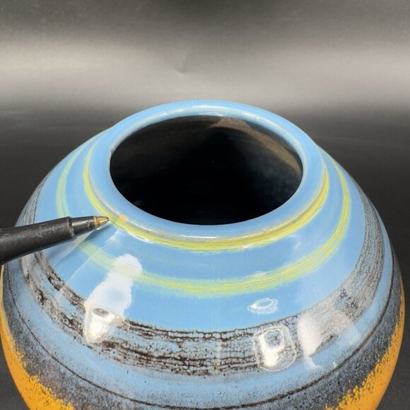 Hand Made Studio Pottery Signed Grammichble Round Bottom Stoneware Vase Vessel - Picture 4 of 12